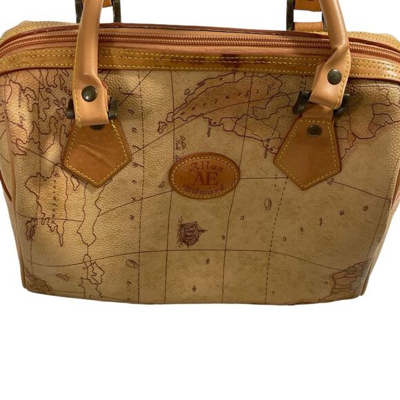 Vintage Allen Edward Map Barrel Handbag - Picture 5 of 14